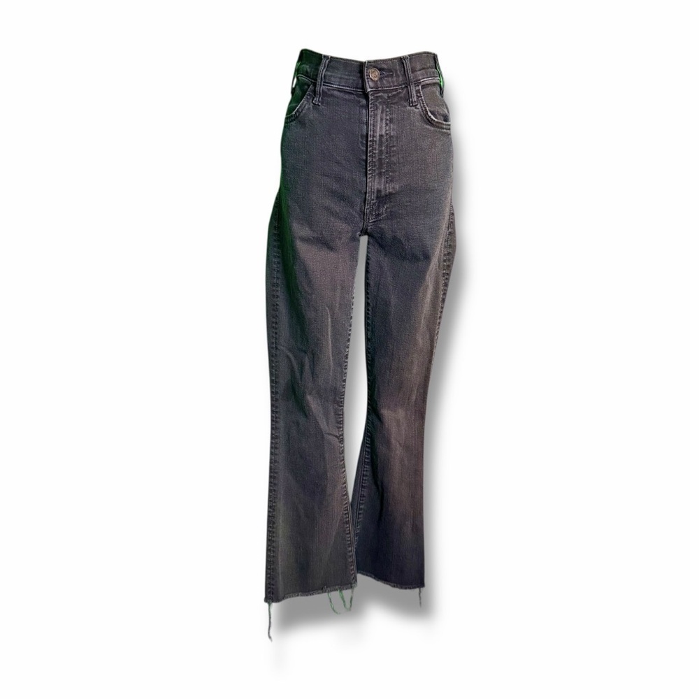 MOTHER Denim ‘The Hustler Ankle Fray’ Jeans in “Not Guilty” Black Size 25